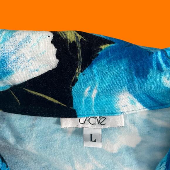 90's 00's vintage daisy floral collared bodycon blouse y2k LARGE caché - Picture 5 of 7